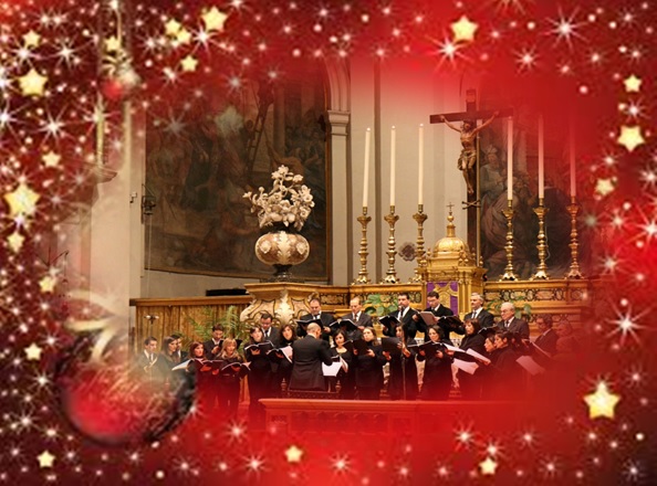 foto del coro con cornice natalizia
